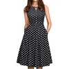 Sureple Women’s Retro Sleeveless Swing Casual Work Summer Party Dress with Pockets(Black Dot)