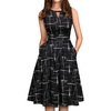 Sureple Women’s Retro Sleeveless Swing Casual Work Summer Party Dress with Pockets(Black W Stripe)