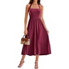 Sureple Women’s Summer Halter Midi Dress with Pockets Sleeveless Drop Waist Swing Aline Flowy Beach Sun Dresses(A-burgundy)