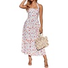 Sureple Women’s Summer Halter Midi Dress with Pockets Sleeveless Drop Waist Swing Aline Flowy Beach Sun Dresses(B-blue Red F 01)