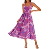 Sureple Women’s Summer Halter Midi Dress with Pockets Sleeveless Drop Waist Swing Aline Flowy Beach Sun Dresses(B-blue Red F 02)