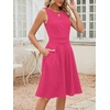 Sureple Women’s Retro Sleeveless Swing Casual Work Summer Party Dress with Pockets(Hot Pink)