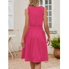 Sureple Women’s Retro Sleeveless Swing Casual Work Summer Party Dress with Pockets(Hot Pink)